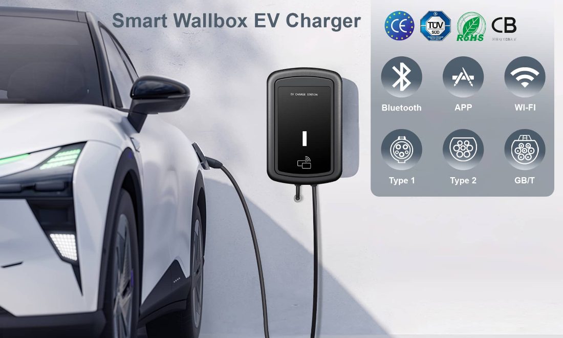 App Control or Swipe Card Start Single Phase 7KW Type 1 Wall-mounted EV Charging Station detail