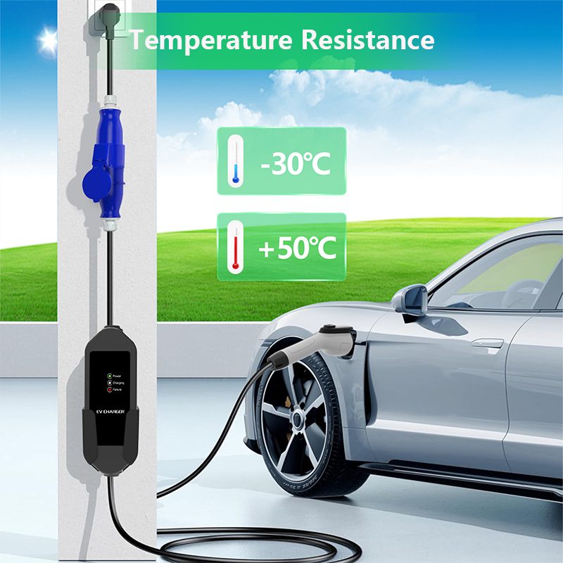Plug and Play Single Phase 32A 7KW Type 1 Portable EV Charger with CEE Power Plug detail
