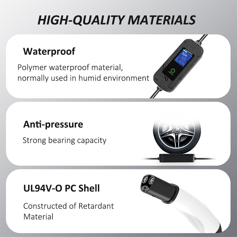 Home Use Single Phase 32A 7KW Tesla Portable EV Charger with CEE Power Plug detail