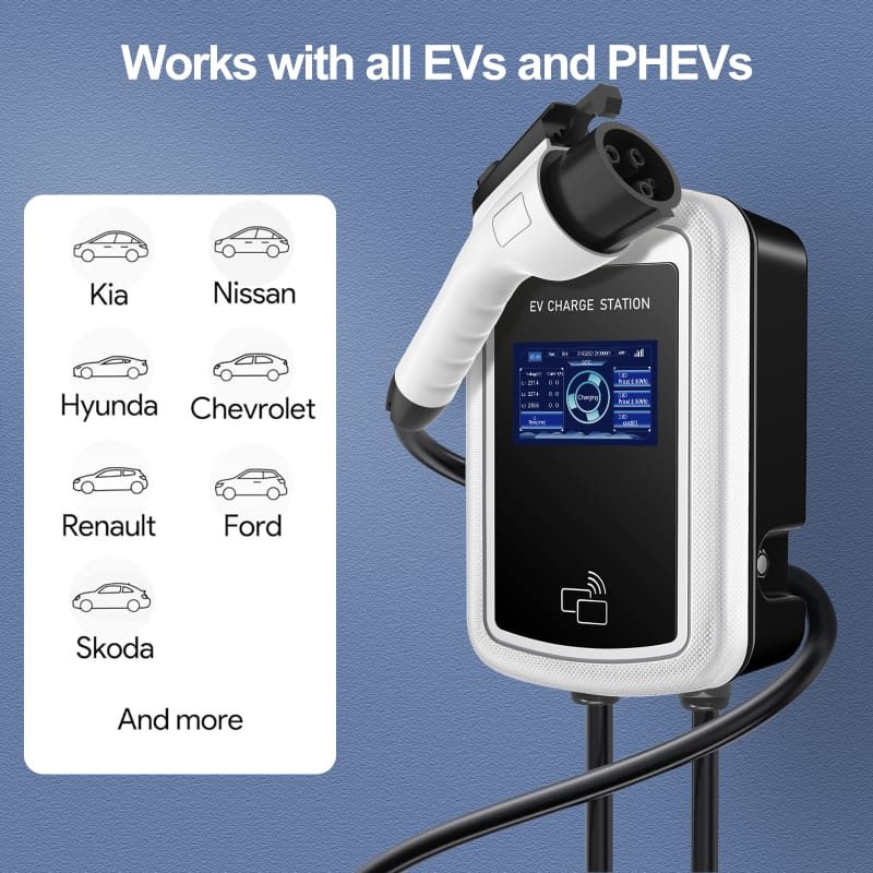 Commercial Single or Three Phase 7/11/22KW Type 1 Wall-mounted EV Charging Station detail