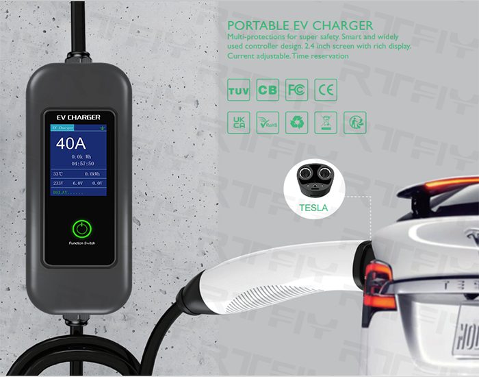 Home Essential Single Phase 40A 9.6KW Tesla Portable EV Charger detail