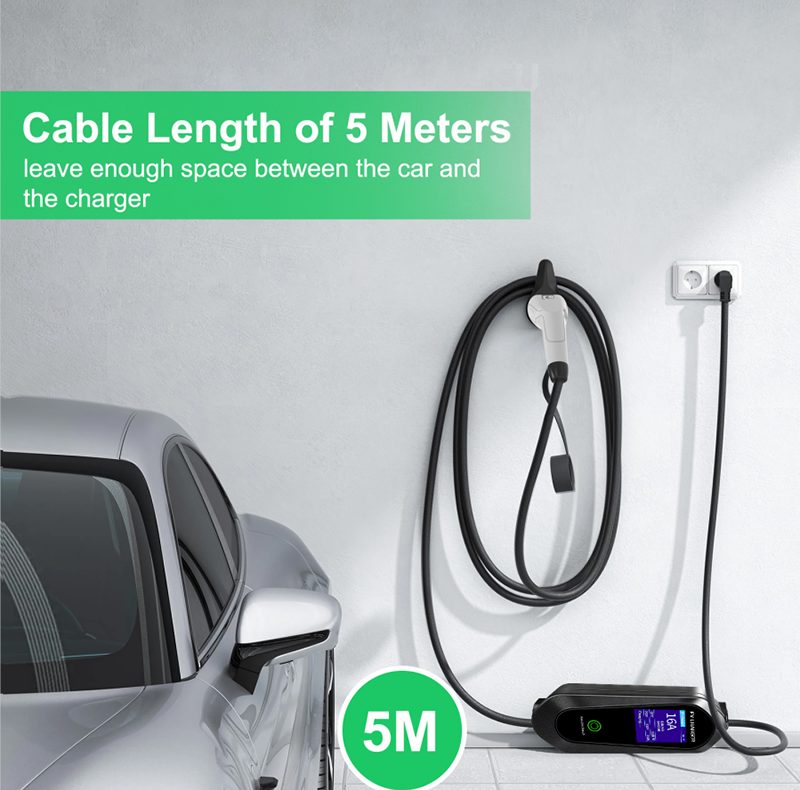 Portable EV charger Tesla NACS standard 16A 32A 40A changeable power plugs and current automatic recognition detail