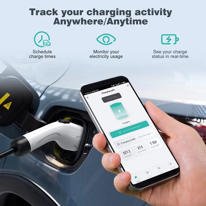 Home Essential Adjustable Current Type 1 Portable EV Charger with Replaceable Multiple Plugs detail