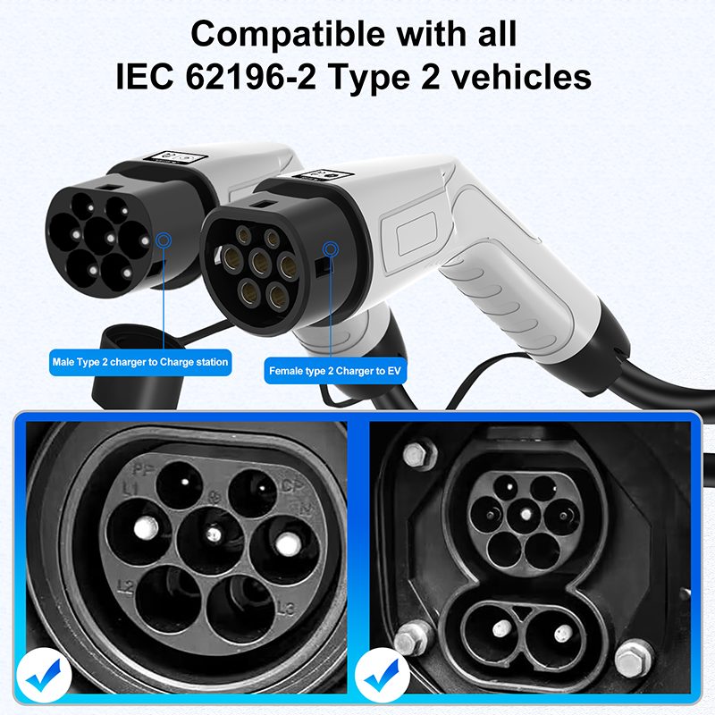 EV charging cable 5m fast charge 32A 3-phase 22kw detail