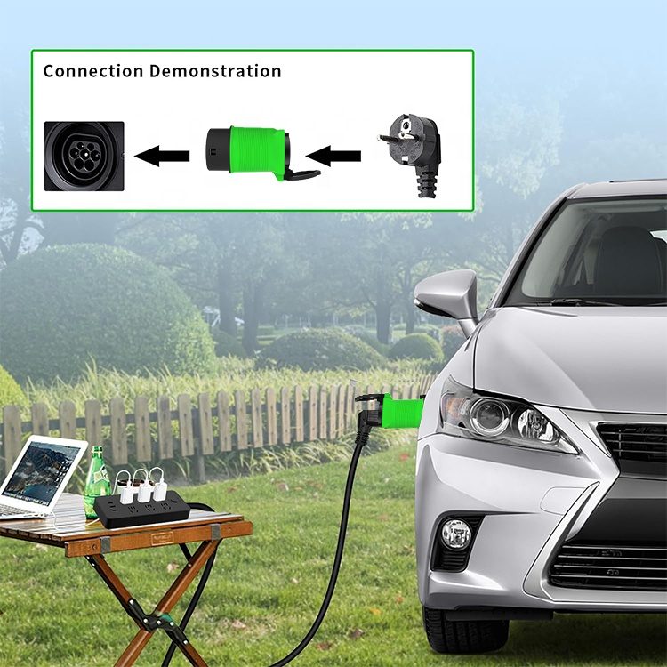 Electric Vehicle Car Side Type2 to Schuko Socket V2L Adapter detail
