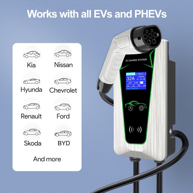 EV Charger Factory Type 2 7kw 11kw 22kw Wireless App Wall Mounted Fast Electric Charging Station AC EV Car Charger Support RFID detail