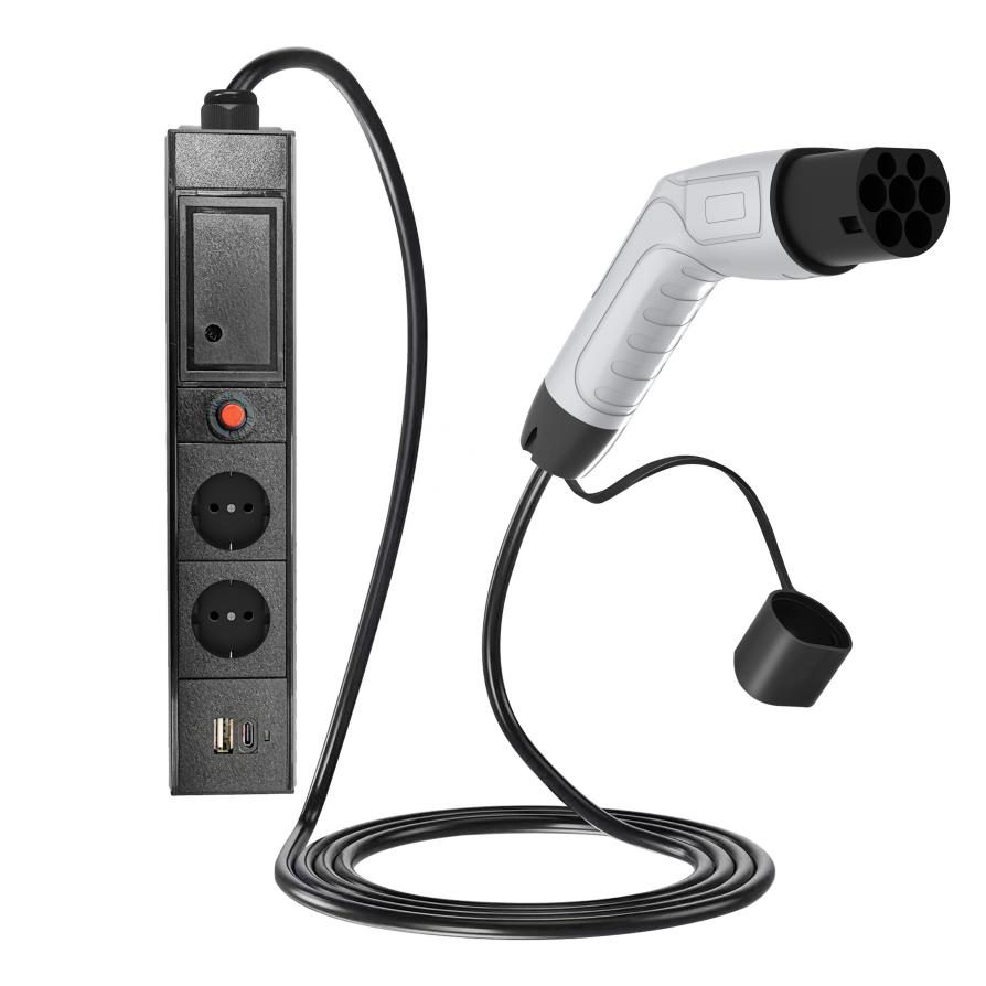 EV Charging Station Side Discharge Cable Type 2 to Schuko Socket for EV E-Bike E Scooter Motorcycle