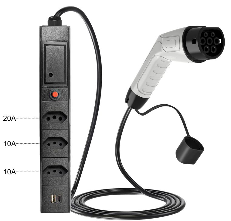 Electric Car Side Discharge Plug EV Type 2 20A Charger Cable with Brazil Socket Outdoor Power Station 2 Ports (Need car supports V2L) view 2