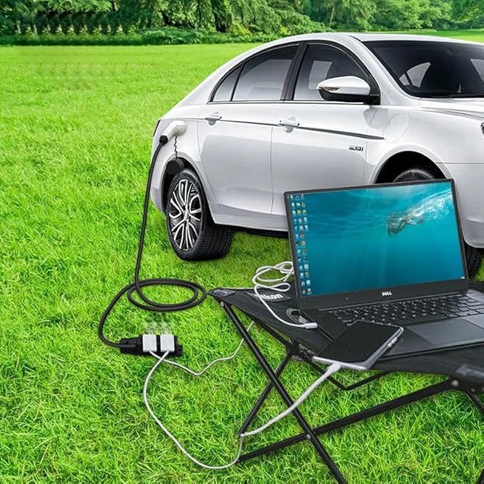 Electric Car Side Discharge Plug EV Type 2 20A Charger Cable with Brazil Socket Outdoor Power Station 2 Ports (Need car supports V2L) view 3