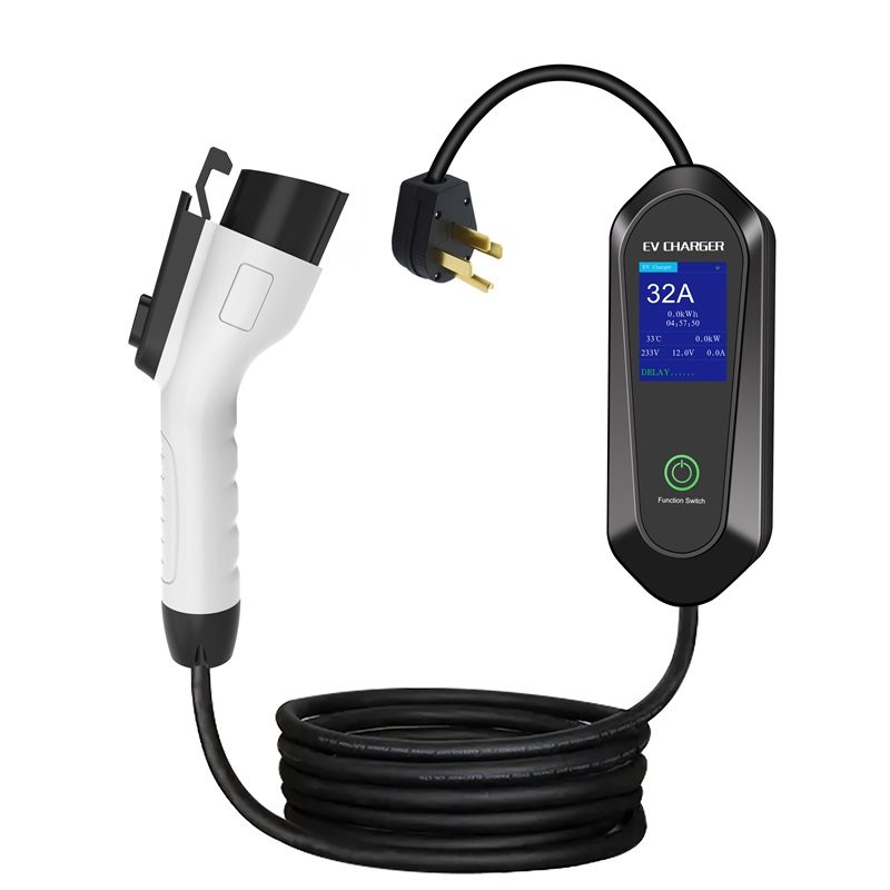 Type 1 Portable EV Charger 32A Current Adjustable with CEE EU UK power plug adapter