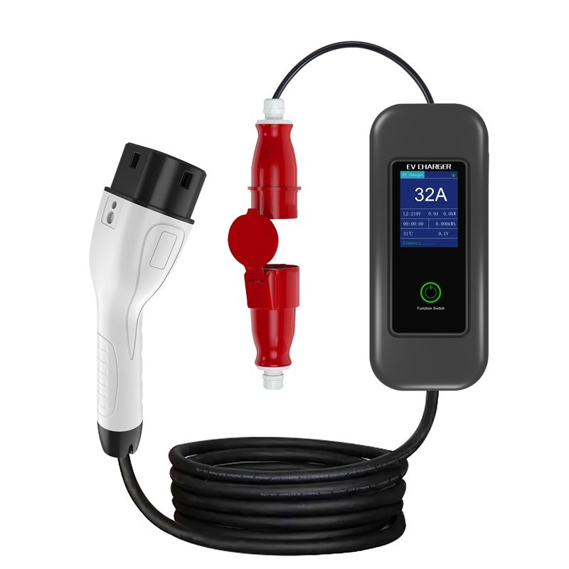 Type 1 Portable EV Charger 32A Current Adjustable with CEE EU UK power plug adapter view 5