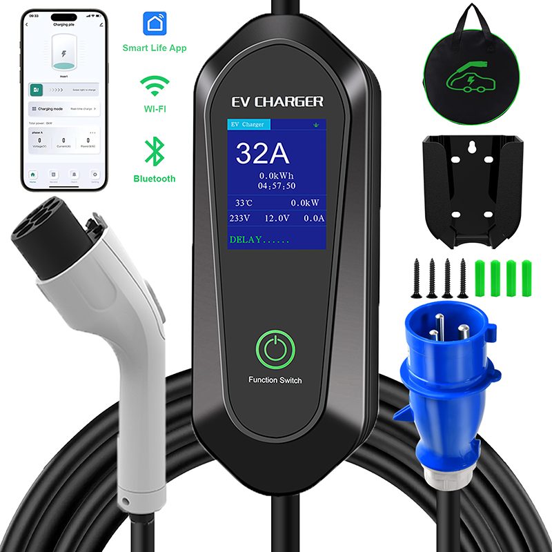 7KW GBT Portable EV Charger Supports Current Adjustable