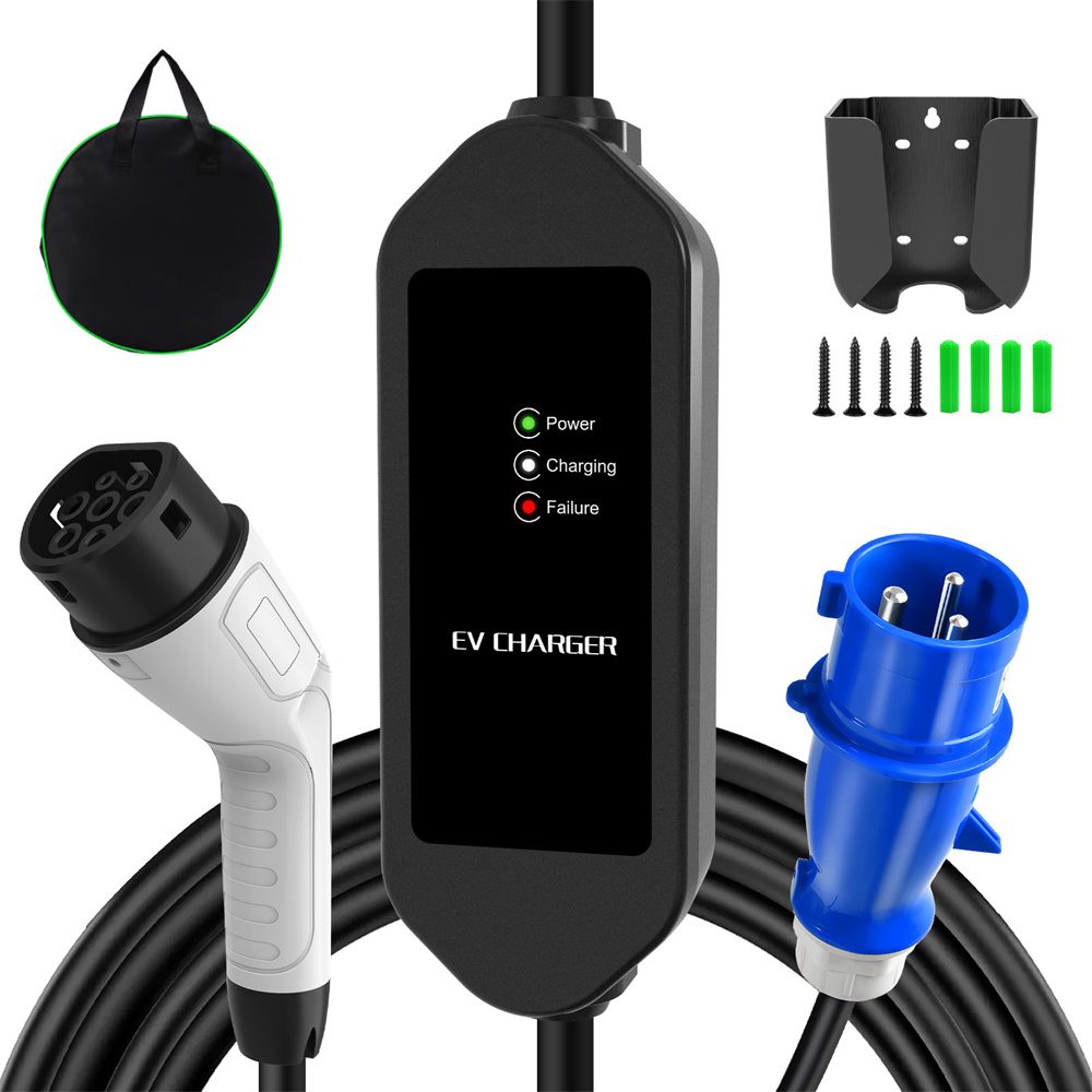 Cheap 7KW Type 2 EV Charger Station 5M with LED Indicators IP67 Waterproof EV Charger with Carry Bag