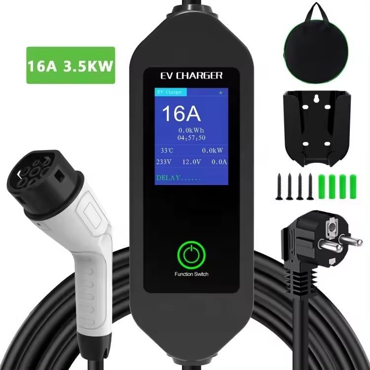 Home Car Mobile EV Charger Portable 1 Phase 240V 16A 3.5Kw AC Type 2 EV Charger