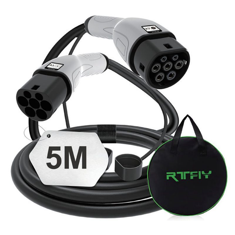 Type 2 EV Charging Cable 32A 7KW 1 Phase 5 Meter Electric Vehicle Car Plug-in Hybrid Type 2 to Type 2 Fast Charging Cable view 5