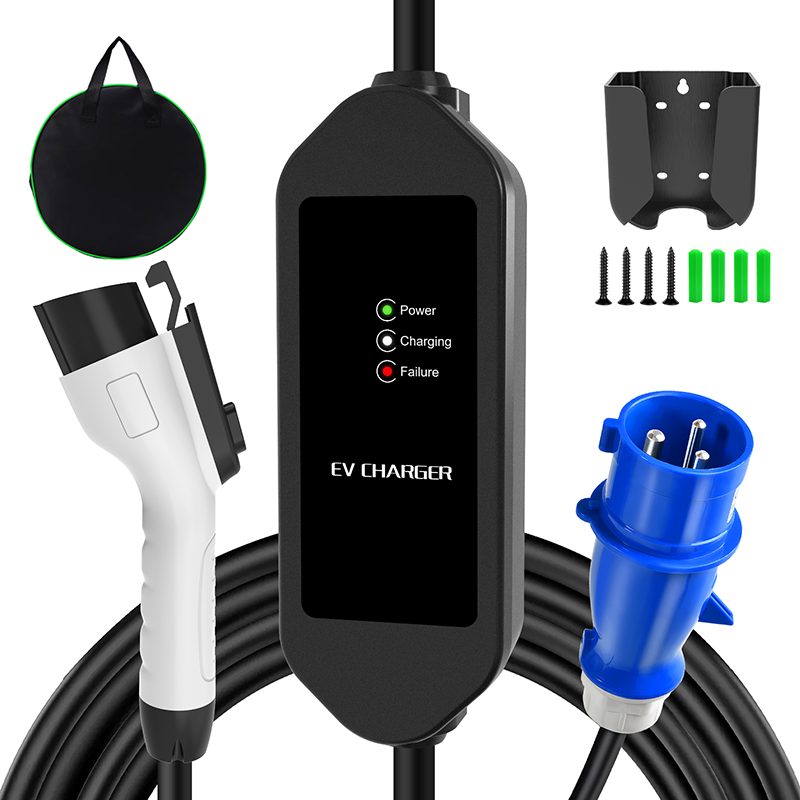 Plug and Play Single Phase 32A 7KW Type 1 Portable EV Charger with CEE Power Plug