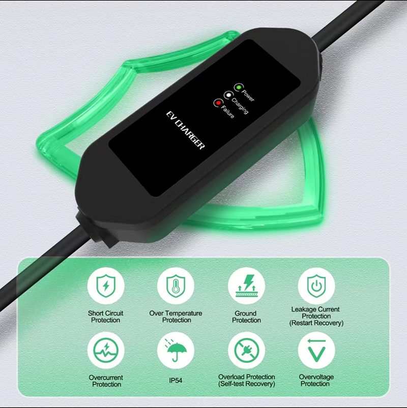 Plug and Play Single Phase 32A 7KW Type 1 Portable EV Charger with CEE Power Plug view 5