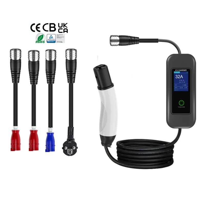 Portable EV charger Tesla NACS standard 16A 32A 40A changeable power plugs and current automatic recognition