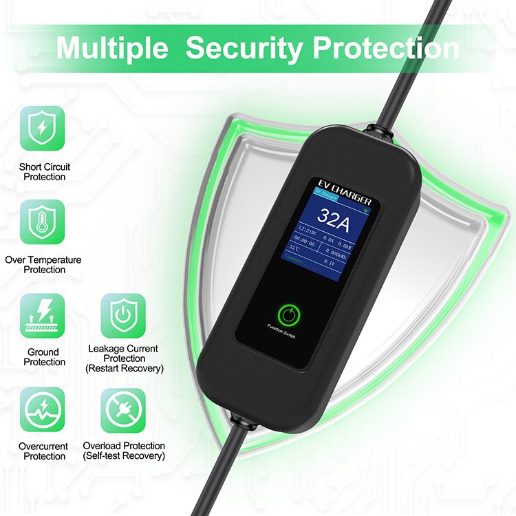 Portable GBT EV charger with converter leads view 2