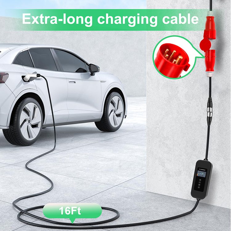 Portable GBT EV charger with converter leads view 4