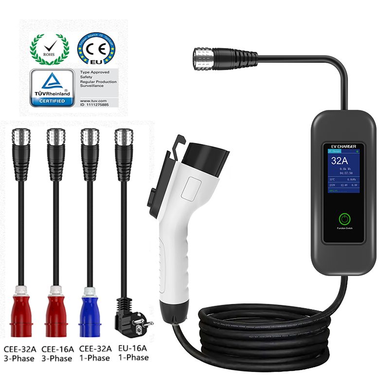 Home Essential Automatic Current Recognition Type 1 Portable EV Charger with Replaceable Multiple Plugs