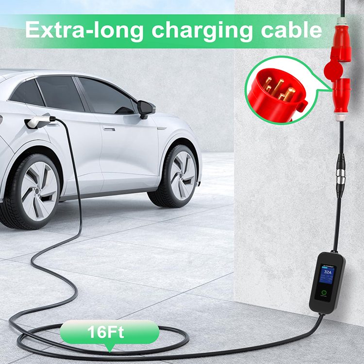 22KW portable EV charger with Auto Current adjust multi-power supply plug view 3