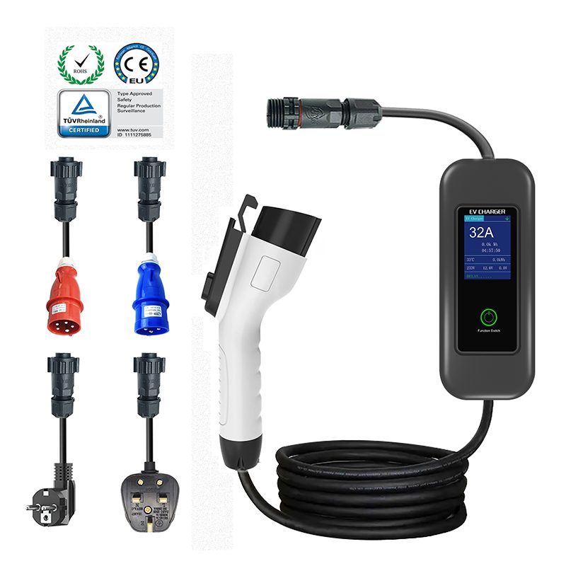 Home Essential Adjustable Current Type 1 Portable EV Charger with Replaceable Multiple Plugs