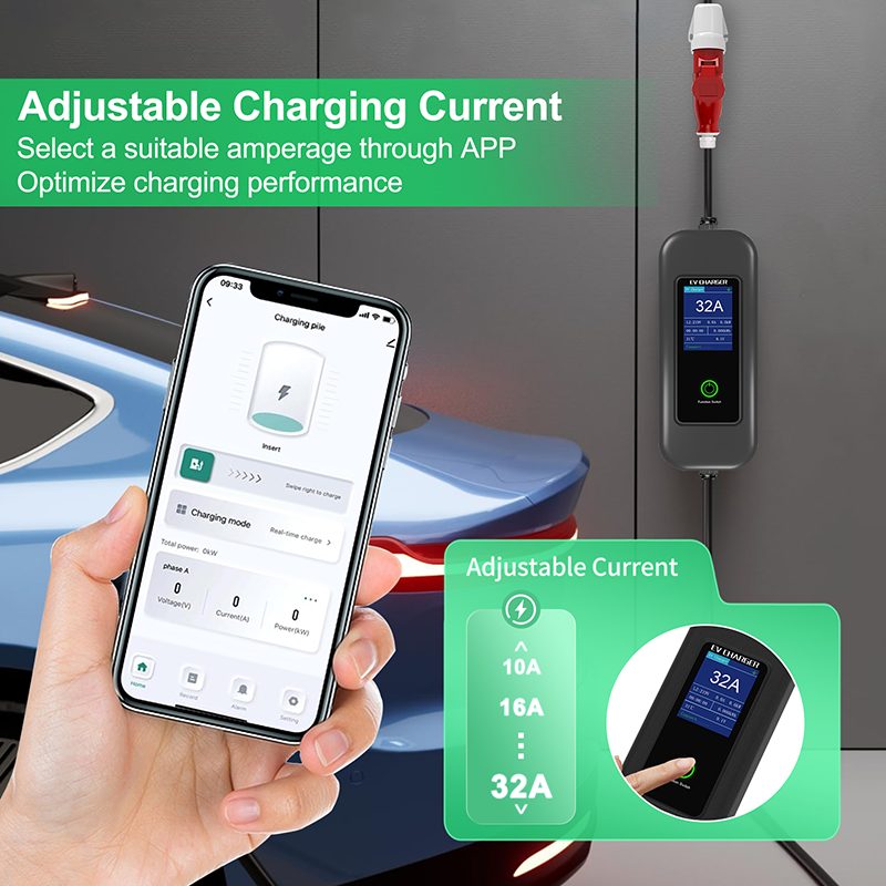 32A 3 Phase Smart Charger 22KW AC Home EV Charging Stations Type 2 AC Electric Vehicle Charger with Converter Cables view 3