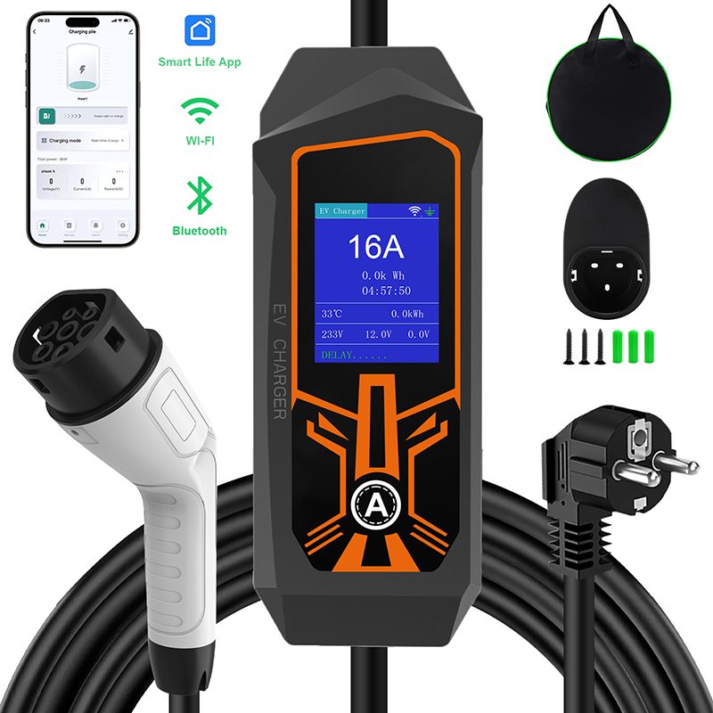 EV Charger Type 2 to Schuko Plug with APP 3.5kW 16A IP67 Waterproof