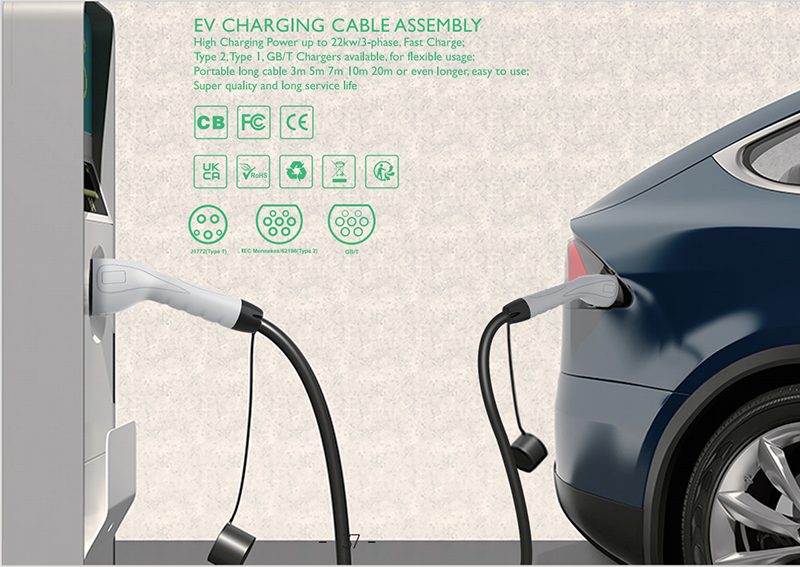 EV charging cable 5m fast charge 32A 3-phase 22kw view 4