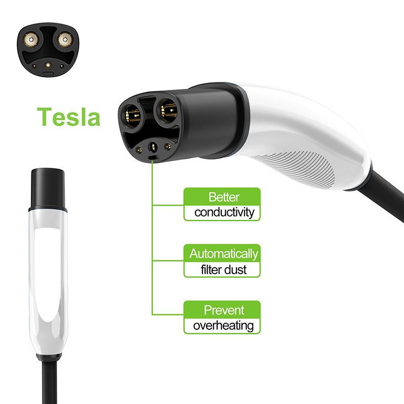 Wall Mounting EV Charging Station for Tesla 48A 240V NACS Charger with 63A Big Power Plug Adjustable Current Delayed Start Timer 18FT Extension Cord view 3