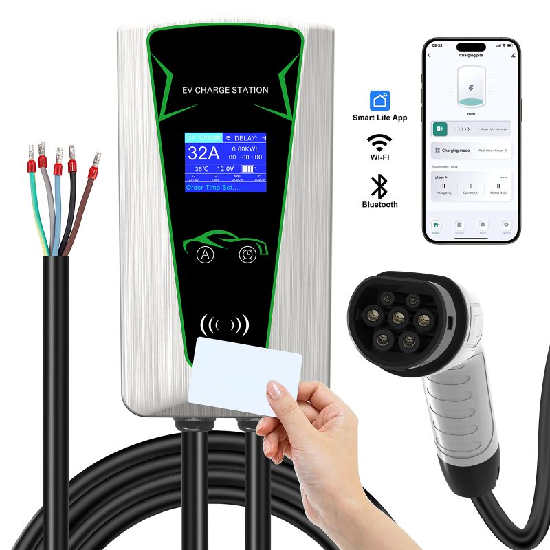 EV Charger Factory Type 2 7kw 11kw 22kw Wireless App Wall Mounted Fast Electric Charging Station AC EV Car Charger Support RFID