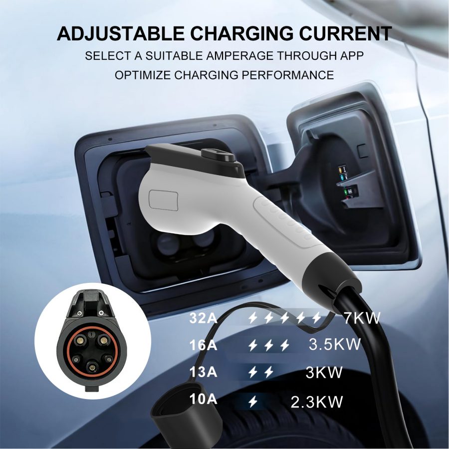 Smart Life or Tuya App Control 7KW Type1 J1772 Portable EV Charger with CEE Power Plug view 5