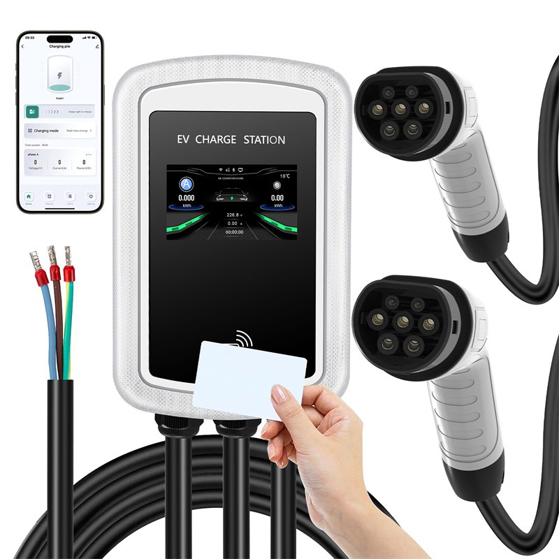 Home Use 7KW Type 2 Wall-mounted EV Charging Station with Double Type 2 Charger Plugs view 4