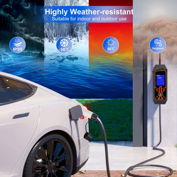 32A Portable Tesla Home Charger with 16.4 FT Charging Cable view 4